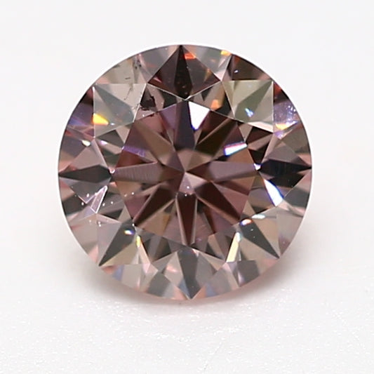0.35ct Orangy Pink Diamond, Round Shape, SI2 Clarity